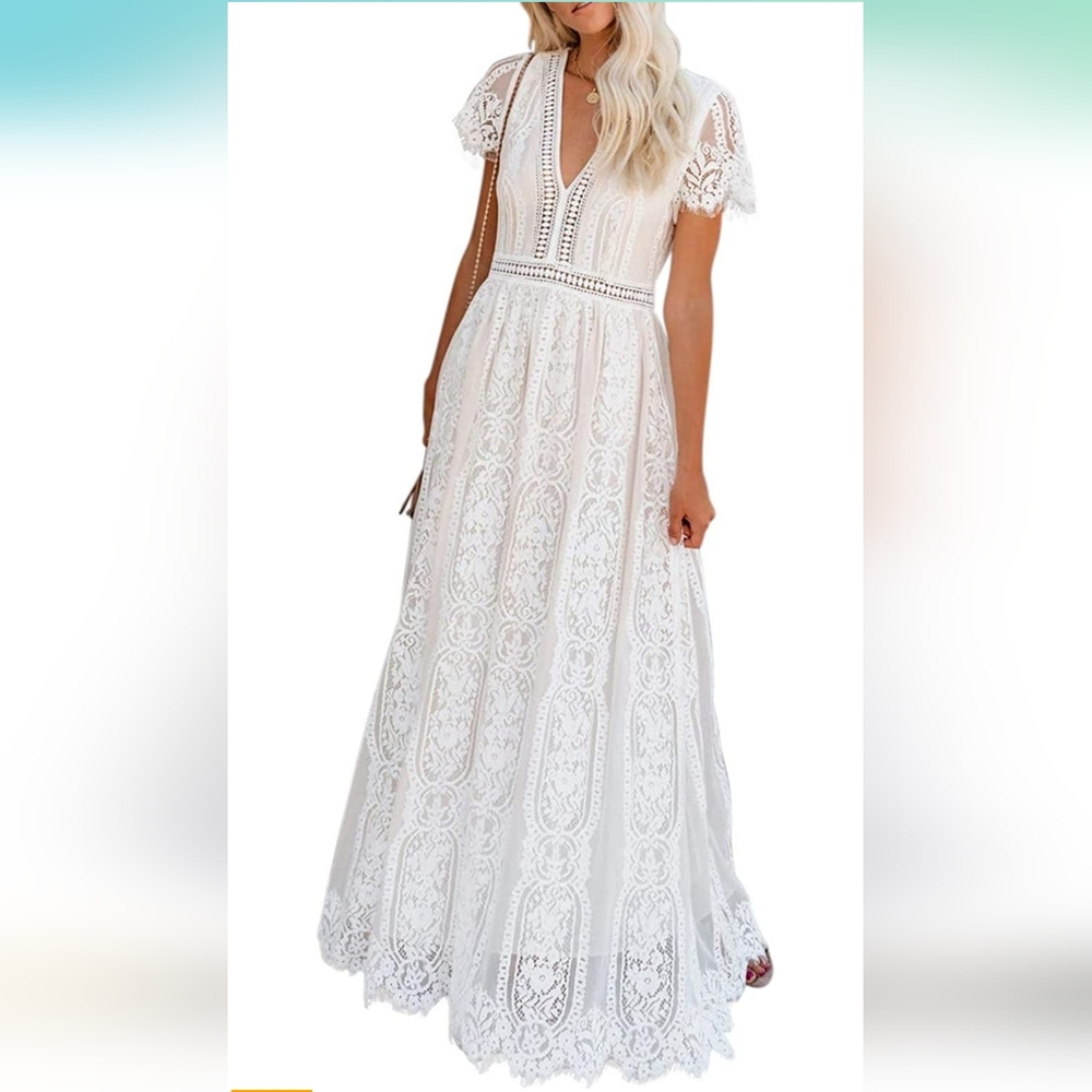 White boho dress NWOT size medium